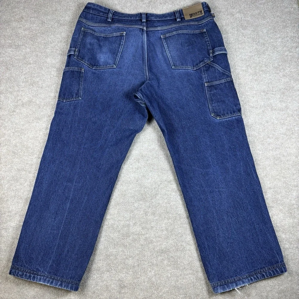 Duluth Trading Carpenter Jeans Mens 40x30 Blue Denim Work Pants Relaxed 5 Pocket